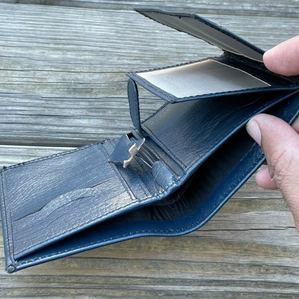 Handmade Wallet Handmade Men Card Holder Purse Genuine Leather Bi fold Wallet - Picture 9 of 12